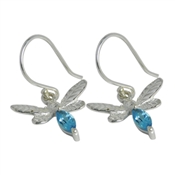 925 Sterling Silver Blue Topaz Gemstone Bee Earring